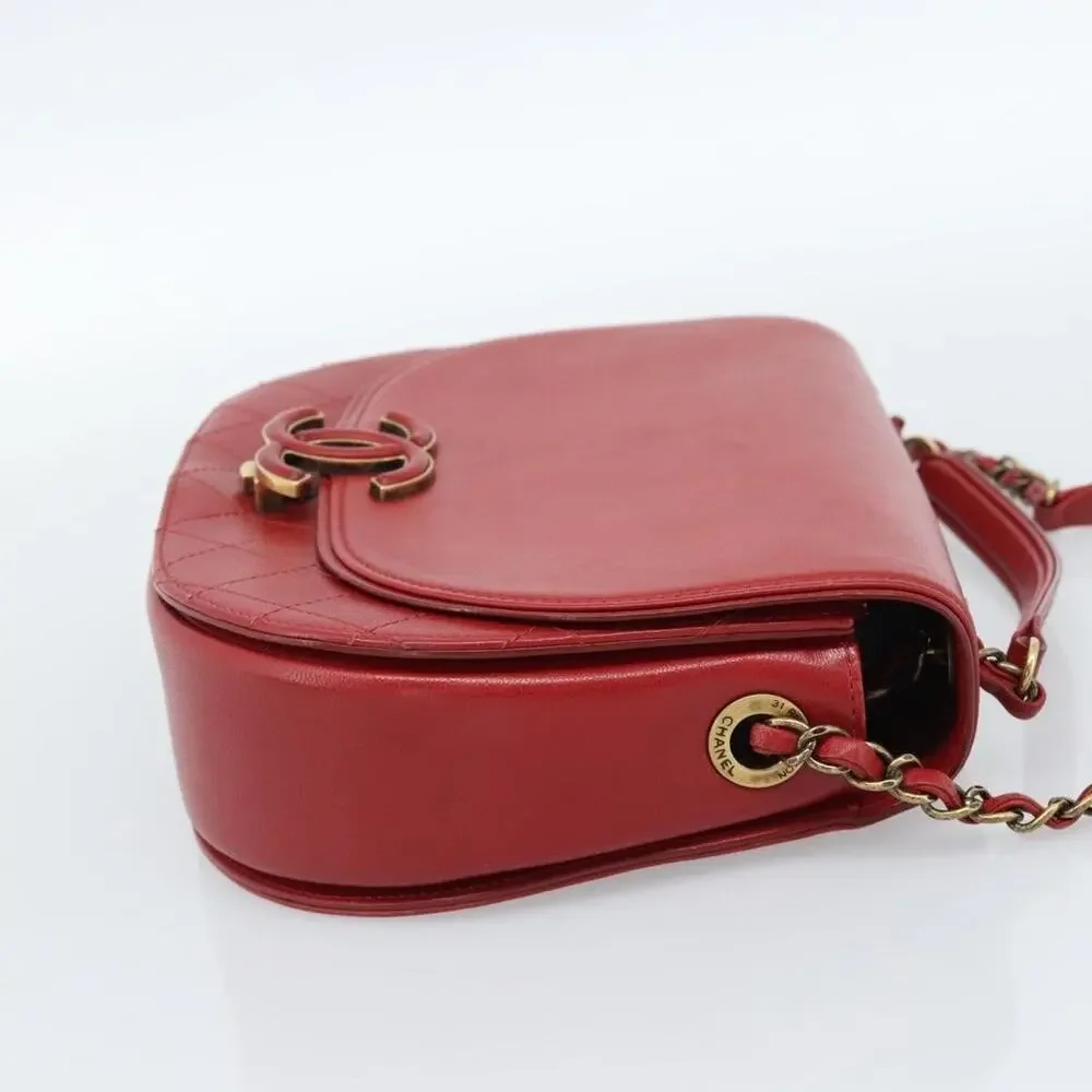 Chanel Calfskin Chain Shoulder Bag Red